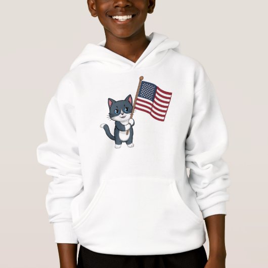 Onafhankelijkheidsdag Grijze Kat Amerikaanse Vlag (Voorkant)