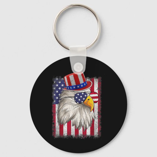 Onafhankelijkheidsdag Happy 4th of July Design Vin Sleutelhanger (Voorkant)