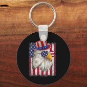 Onafhankelijkheidsdag Happy 4th of July Design Vin Sleutelhanger (Voorkant)