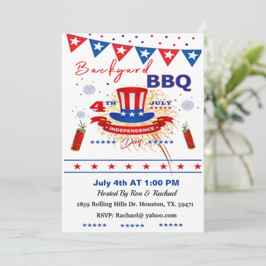 Onafhankelijkheidsdag Holiday Backyard Barbecue Kaart (Staand voorkant)