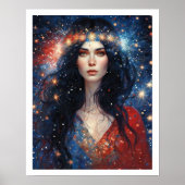 Onafhankelijkheidsdag juli Vrouw Vuurwerk Art Deco Poster (Voorkant)