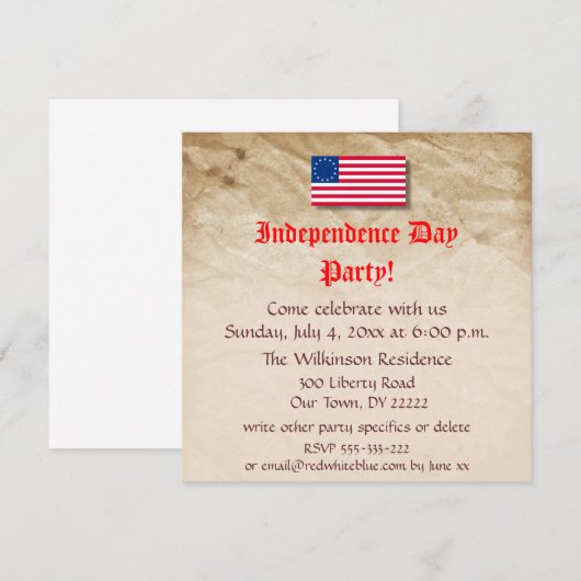 Onafhankelijkheidsdag Kaart (Voorkant / Achterkant)