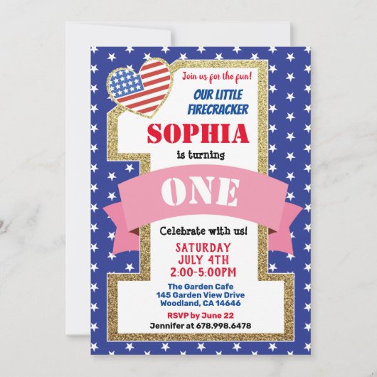 Onafhankelijkheidsdag Meisje 1e eerste verjaardag Kaart (Voorkant)