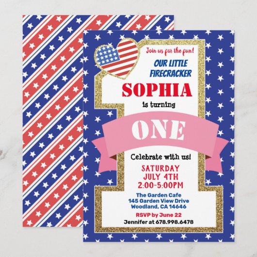 Onafhankelijkheidsdag Meisje 1e eerste verjaardag Kaart (Voorkant / Achterkant)