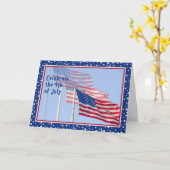 Onafhankelijkheidsdag met drie vlaggen-Kaart Kaart (Gele Bloem)