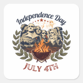Onafhankelijkheidsdag Mount Rushmore 4 juli Vierkante Sticker
