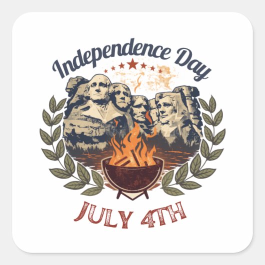 Onafhankelijkheidsdag Mount Rushmore 4 juli Vierkante Sticker (Voorkant)