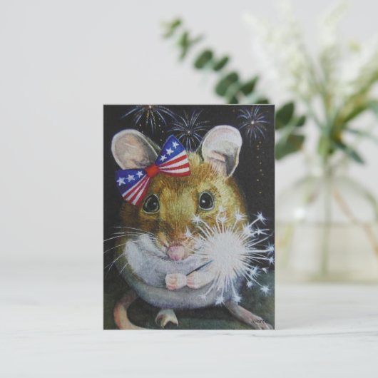 Onafhankelijkheidsdag muis nr. 1 Waterverf art. Briefkaart (Staand voorkant)