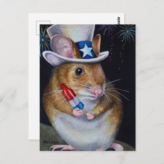 Onafhankelijkheidsdag muis nr. 2 Waterverf art. Briefkaart (Voorkant / Achterkant)