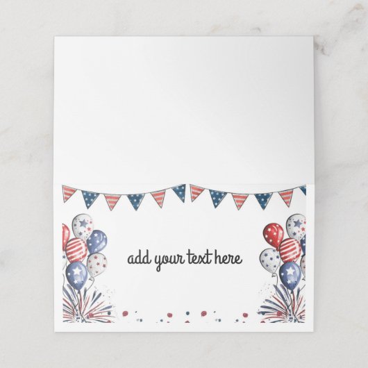 Onafhankelijkheidsdag of Patriottische Memorial Da Plaatskaartje (Buitenkant ongevouwen)