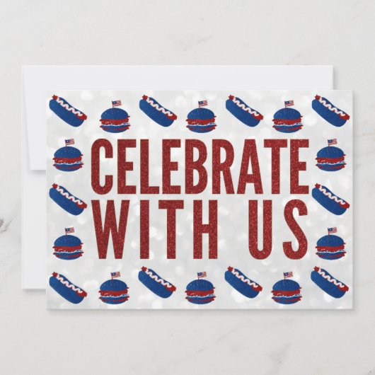 Onafhankelijkheidsdag Partij Juli 4 Glitter Kaart (Voorkant)