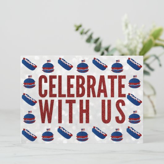 Onafhankelijkheidsdag Partij Juli 4 Glitter Kaart (Staand voorkant)