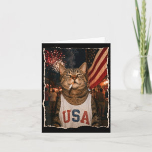 Onafhankelijkheidsdag Patriottische Kat die Sigare Kaart