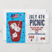 Onafhankelijkheidsdag Picnic Juli 4 Glitter Uitnod Kaart (Achterkant)