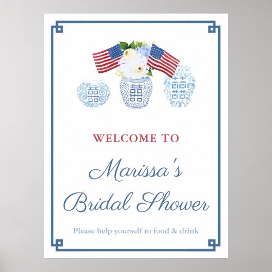 Onafhankelijkheidsdag Preppy Gemberpot Bruidsdouch Poster (Voorkant)