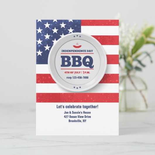 Onafhankelijkheidsdag Rode, Witte en Blauwe Uitnod Kaart (Staand voorkant)