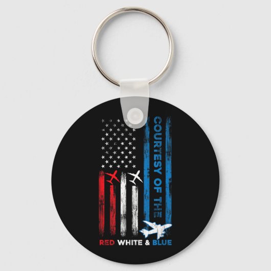 Onafhankelijkheidsdag Rood Wit Blauw Amerika Vlag Sleutelhanger (Voorkant)