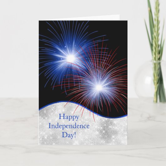 Onafhankelijkheidsdag rood wit vuurwerk feestdagen kaart (Voorkant)