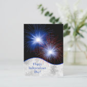 Onafhankelijkheidsdag rood wit vuurwerk feestdagenkaart (Staand voorkant)