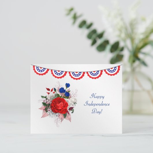 Onafhankelijkheidsdag rood-witte blauwe patriottis feestdagenkaart (Staand voorkant)