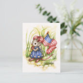 Onafhankelijkheidsdag - Schattige Patriotic Mouse  Briefkaart (Staand voorkant)