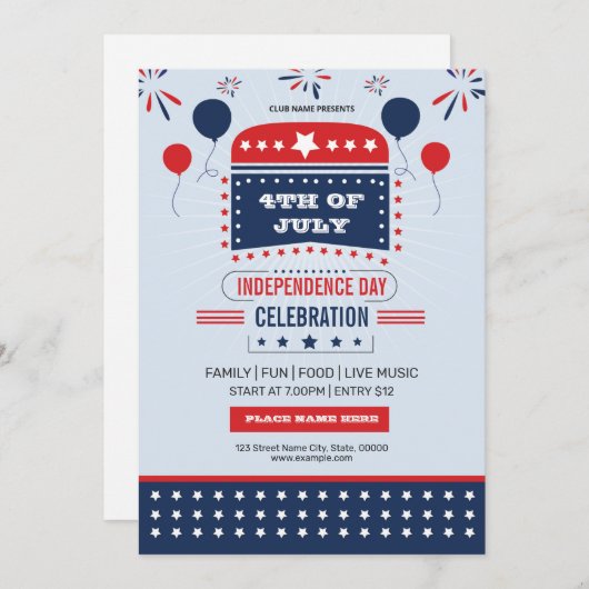 Onafhankelijkheidsdag Sjabloon Kaart (Voorkant / Achterkant)