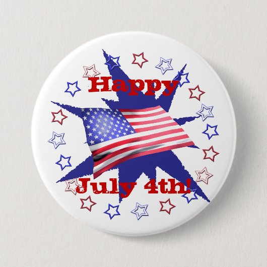 Onafhankelijkheidsdag Star Cirkel Ronde Button 7,6 Cm (Voorkant)