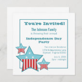Onafhankelijkheidsdag sterren en Stripes nodigen u Kaart (Voorkant / Achterkant)