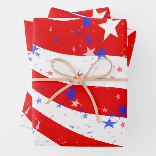 Onafhankelijkheidsdag sterren & Stripes Rood Blauw Inpakpapier Vel (In situ)