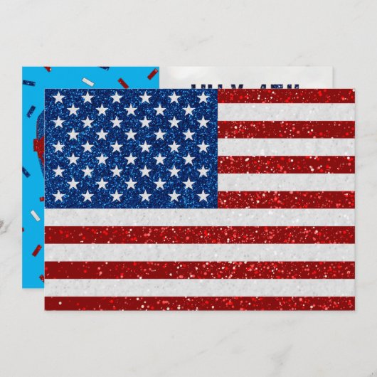 Onafhankelijkheidsdag Tailgate 4 juli Glitter Uitn Kaart (Voorkant / Achterkant)