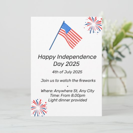 Onafhankelijkheidsdag uitnodiging (Staand voorkant)