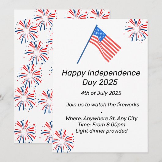 Onafhankelijkheidsdag uitnodiging (Voorkant / Achterkant)