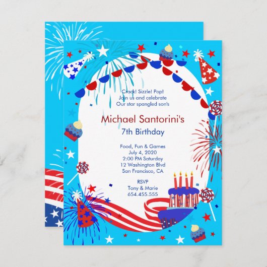 Onafhankelijkheidsdag uitnodiging van de Kind (Voorkant / Achterkant)