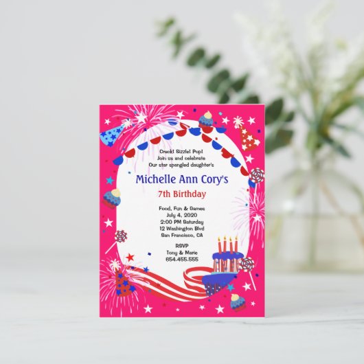 Onafhankelijkheidsdag Uitnodiging van meisjes om d (Staand voorkant)