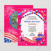 Onafhankelijkheidsdag Uitnodiging van meisjes om d (Voorkant / Achterkant)