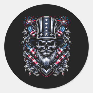 Onafhankelijkheidsdag USA Patriot baardschedel! 4e Ronde Sticker