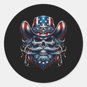 Onafhankelijkheidsdag USA Patriot baardschedel! 4e Ronde Sticker