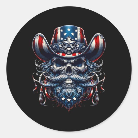 Onafhankelijkheidsdag USA Patriot baardschedel! 4e Ronde Sticker (Voorkant)