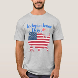 Onafhankelijkheidsdag USA Vlag Kaart Patriottisch  T-shirt