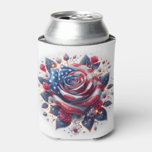 Onafhankelijkheidsdag van Patriottisch Roos Blikjeskoeler (Blikje Voorkant)