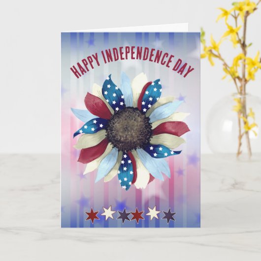 Onafhankelijkheidsdag Viering Rood Wit Blauwe Bloe Kaart (Gele Bloem)