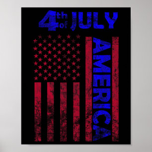 Onafhankelijkheidsdag VS Amerika vlag op 4 juli Ha Poster