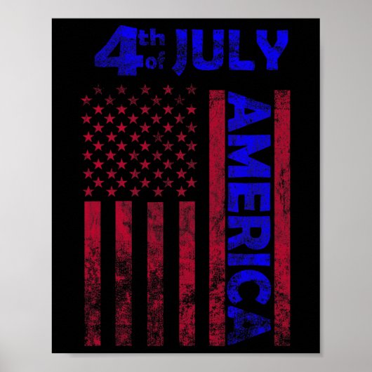Onafhankelijkheidsdag VS Amerika vlag op 4 juli Ha Poster (Voorkant)