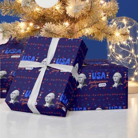 Onafhankelijkheidsdag VS diepblauw Cadeaupapier (Feestdagen)