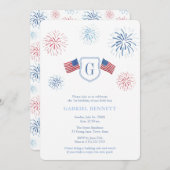 Onafhankelijkheidsdag vuurwerk 1e verjaardag kaart (Voorkant / Achterkant)