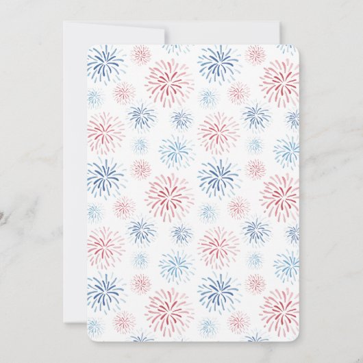 Onafhankelijkheidsdag vuurwerk 1e verjaardag kaart (Achterkant)