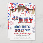 Onafhankelijkheidsdag vuurwerk 4e van de BBQ-parti Kaart (Voorkant / Achterkant)