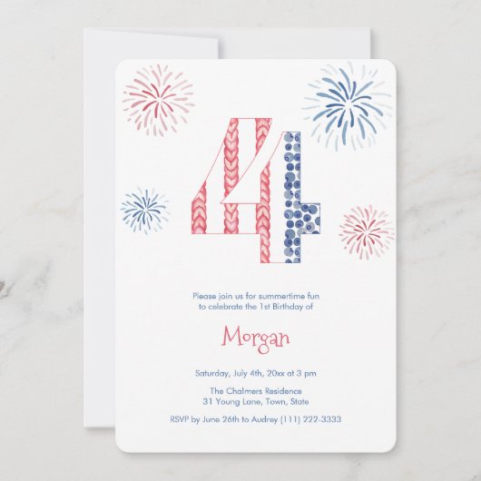 Onafhankelijkheidsdag Vuurwerk 4e Verjaardagsfeest Kaart (Voorkant)