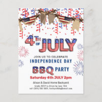 Onafhankelijkheidsdag vuurwerk Confetti BBQ Uitnod