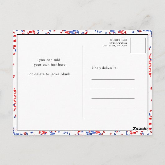 Onafhankelijkheidsdag vuurwerk Confetti BBQ Uitnod Briefkaart (Achterkant)